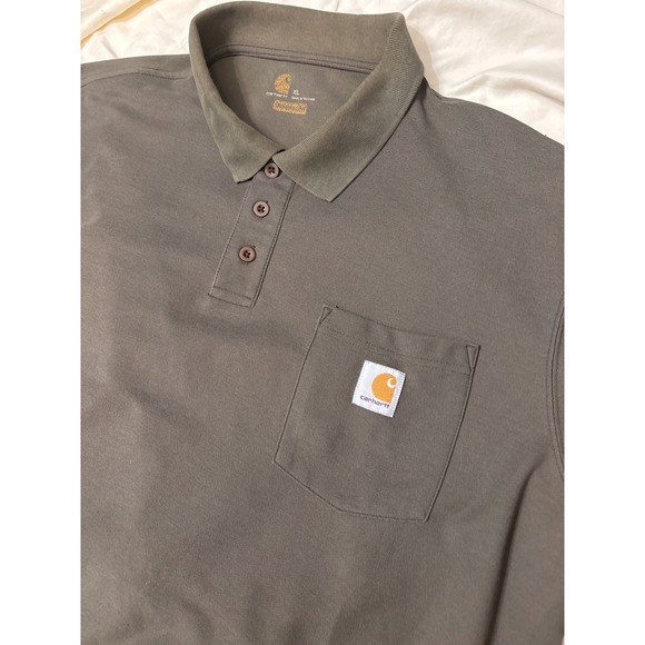 Carhartt XL Mens Polo Shirt‎ Workwear Pocket Relaxed Fit Olive Green - Picture 8 of 11